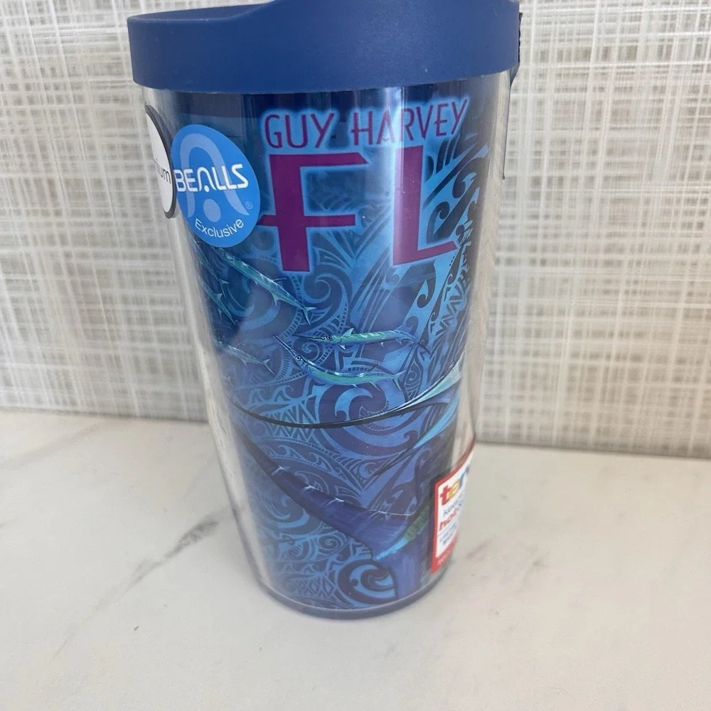 Tervis Tumbler 16 Oz Florida Sailfish Swirl Guy Harvey Bealls Blue Lid New UU